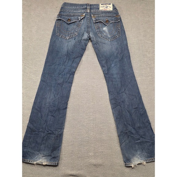 True Religion Straight Leg Jeans Mens 29 Blue Medium Wash Made in USA Distressed - Picture 2 of 11